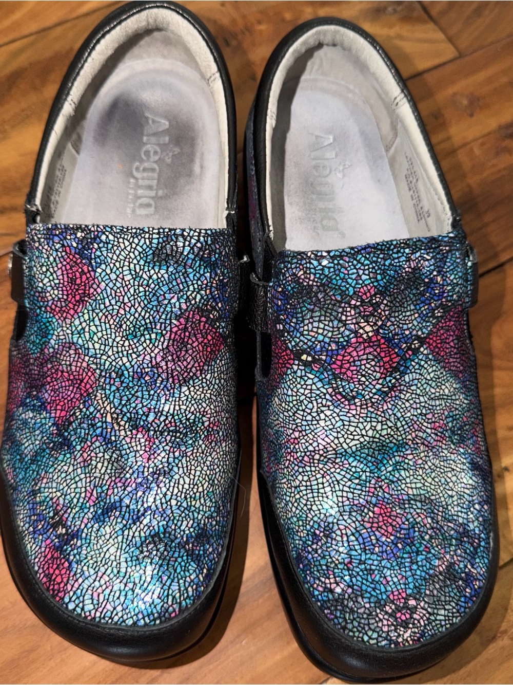 Alegria Black and White Slip-On Comfort Shoe